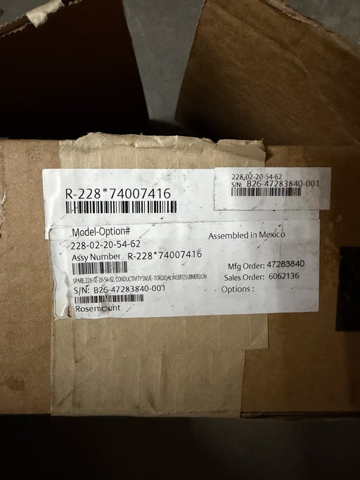 NEW 2026 ROSEMOUNT ANALYTICAL 228-02-20-54-62 CONDUCTIVITY PROBE TOROIDAL 228