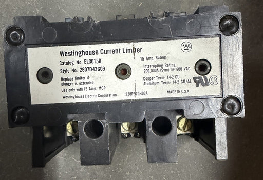 NEW EATON EL3015R CURRENT LIMITER FOR 15 AMP MCP BREAKERS STYLE NO. 2607D43G09