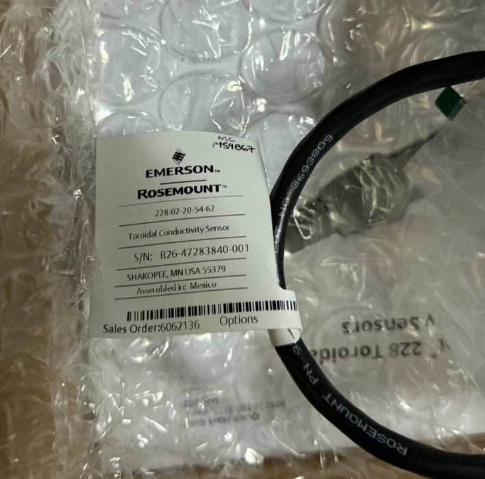 NEW 2026 ROSEMOUNT ANALYTICAL 228-02-20-54-62 CONDUCTIVITY PROBE TOROIDAL 228