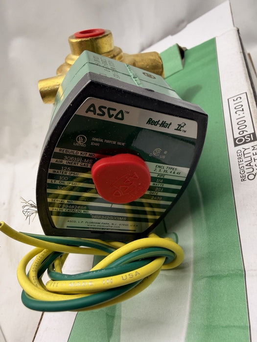 ASCO HB 8342G001MS 8342G Solenoid Valve Manual Operator 4 Way 120v 1/4” HB8342