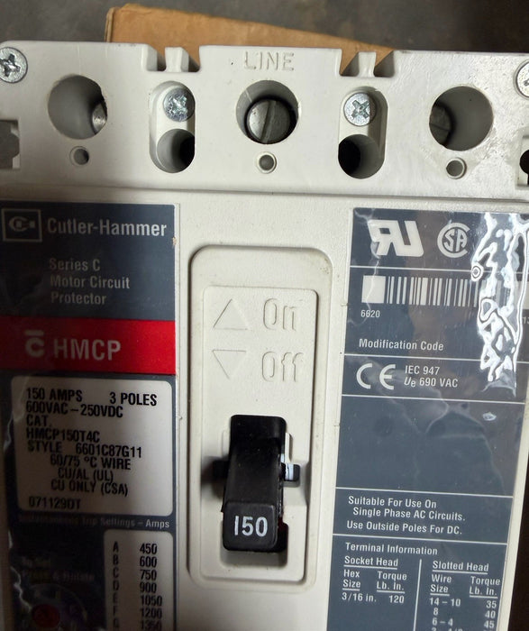 NEW HMCP150T4C Eaton Motor Circuit Protector 3 Pole 150 Amp 600V New In Box