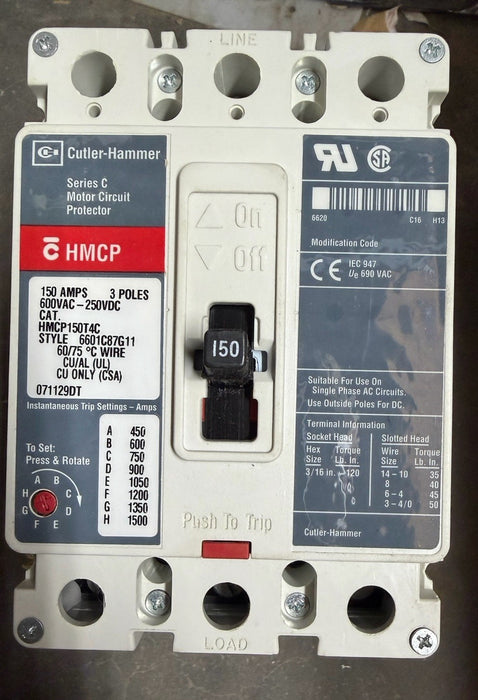 NEW HMCP150T4C Eaton Motor Circuit Protector 3 Pole 150 Amp 600V New In Box