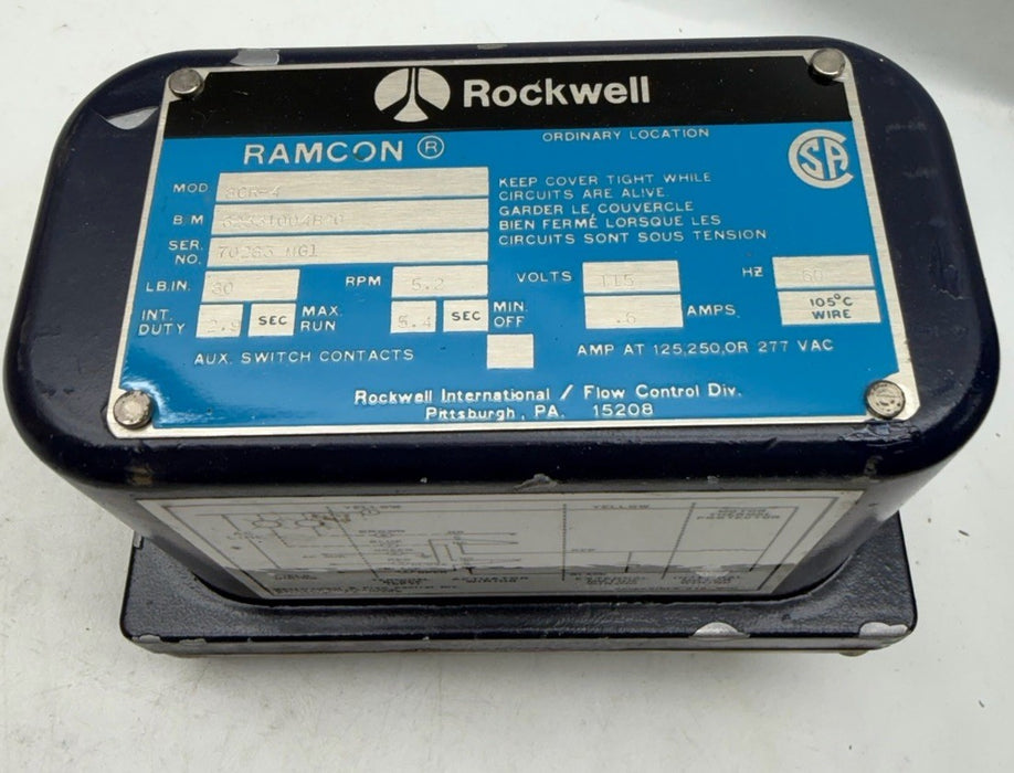 RAMCON 8CR-4 115V 0.6A 5.2 rpm 80 lb.in ROCKWELL VALVE ACUATOR ELECTROMATIC