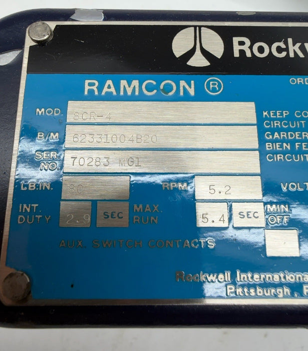 RAMCON 8CR-4 115V 0.6A 5.2 rpm 80 lb.in ROCKWELL VALVE ACUATOR ELECTROMATIC