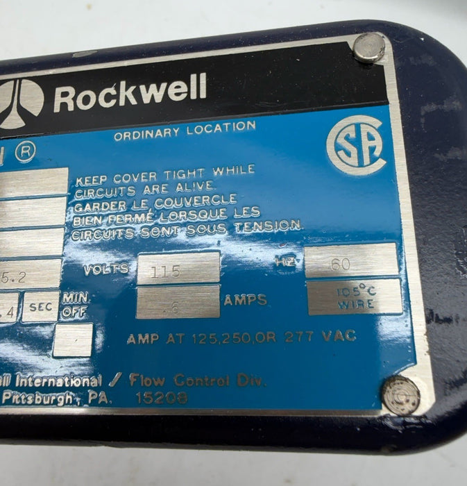 RAMCON 8CR-4 115V 0.6A 5.2 rpm 80 lb.in ROCKWELL VALVE ACUATOR ELECTROMATIC