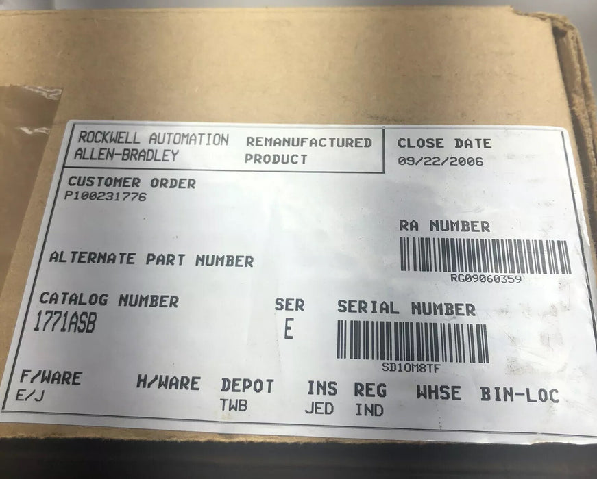 REMAN 1771-ASB ALLEN-BRADLEY REMOTE I/O ADAPTER MODULE RIO 1771ASB 1771-ASB/E