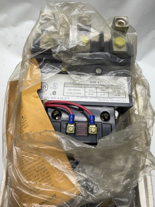 ALLEN BRADLEY 509-EOD Nema Size 4 Starter Contactor Overload Block Auxillary