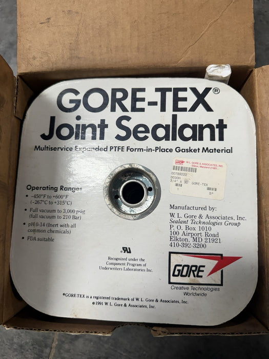21ft Long x 3/4" Wide Gore Tex Joint Sealant White 0030H / 00687463 Ptfe Gasket