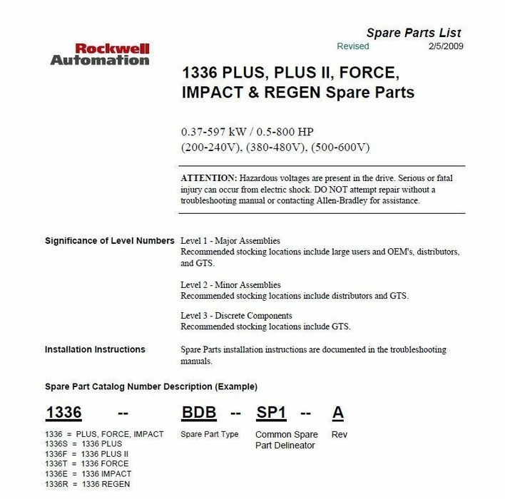 NEW ALLEN-BRADLEY 1336-QOUT-SP23A TSTR ASSY 1336STG 575V 400-650HP 74100-818-23
