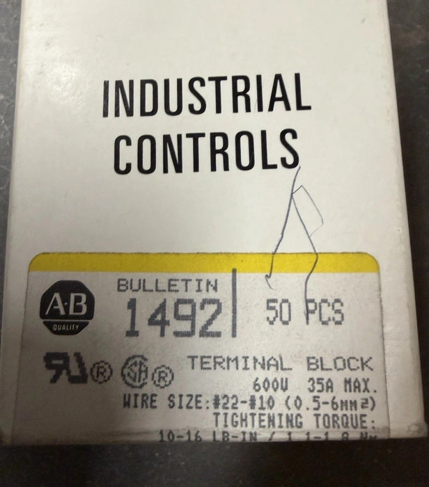 NEW OLD STOCK ALLEN BRADLEY 1492-CD8 TERMINAL BLOCK PACK OF 35
