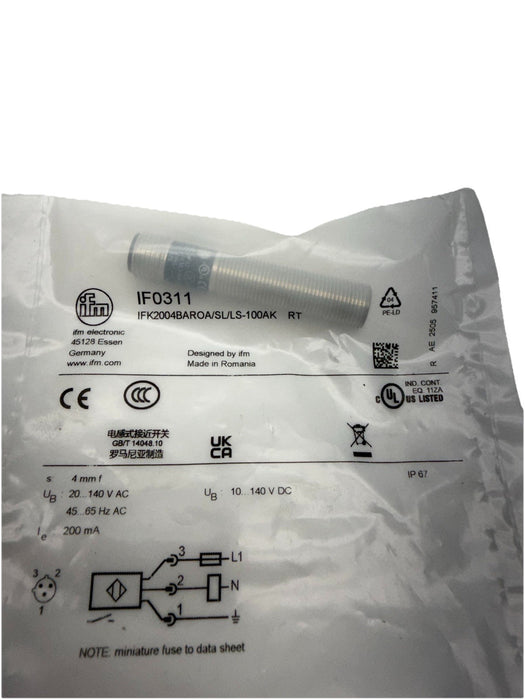 EFECTOR IFK2004BAROA/SL/LS-100AK RT IF0311 / IFK2004BAROASLLS100AKRTIF0311 NEW