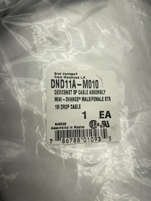 DND11A BRAD HARRISON WOODHEAD DND11A-M010 DEVICENET 5P CABLE MINI-CHANGE 1 METER