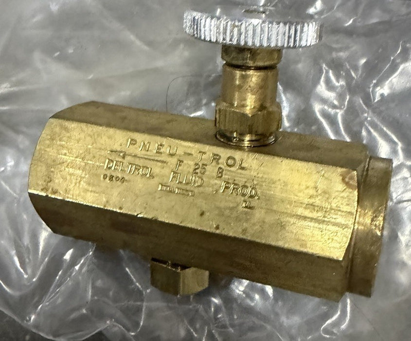 New Detrol Fluid Products Hydraulic Valve F25B PNEU-TROL F 25 B OIL FLOW CONTROL