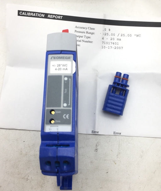 NEW OMEGA PX665-25BDI 4-20ma OUTPUT -25 /+25 INH2O DIFF PRESSURE TRANSMITTER NIB