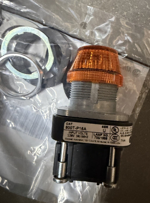 ALLEN BRADLEY 800T-P16A PILOT LIGHT 120V 50/60HZ AMBER SERIES T NIB