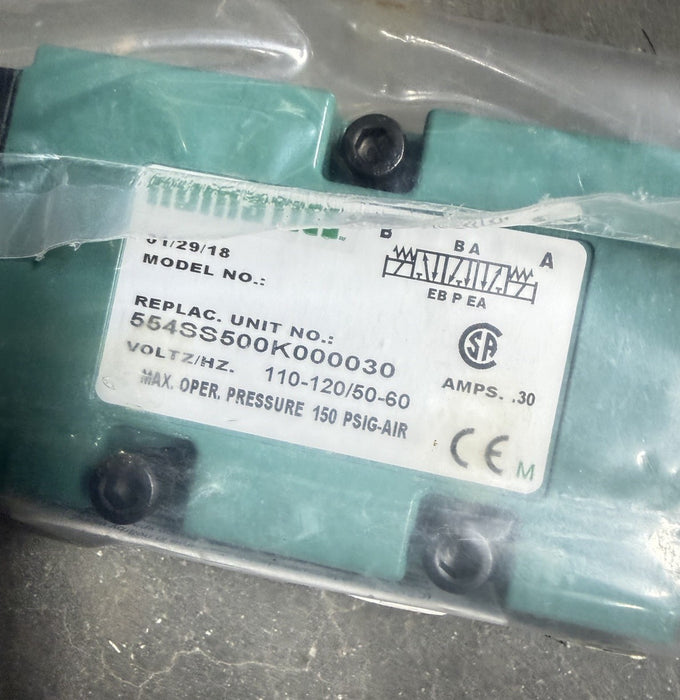 NEW NUMATICS 554SS500K000030 SOLENOID VALVE 228-717 COIL 120V 554SS