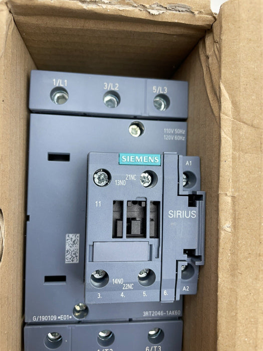 NEW SIEMENS 3RT2046-1AK60 MOTOR CONTACTOR 120V COIL AC-3 45KW 1 n.o 1 n.c