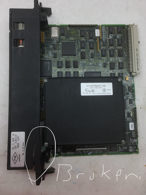 GE FANUC / HONEYWELL CPU IC697CPU771S W/ IC697MEM713B BROKEN PLASTIC READ!
