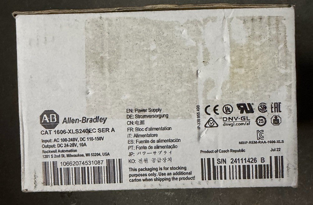 1606-XLS240EC ALLEN BRADLEY DC POWER SUPPLY VAC/VDC INPUT  24VDC OUT 10A