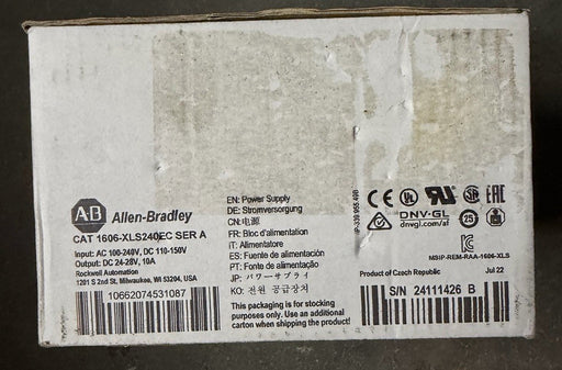 1606-XLS240EC ALLEN BRADLEY DC POWER SUPPLY VAC/VDC INPUT  24VDC OUT 10A