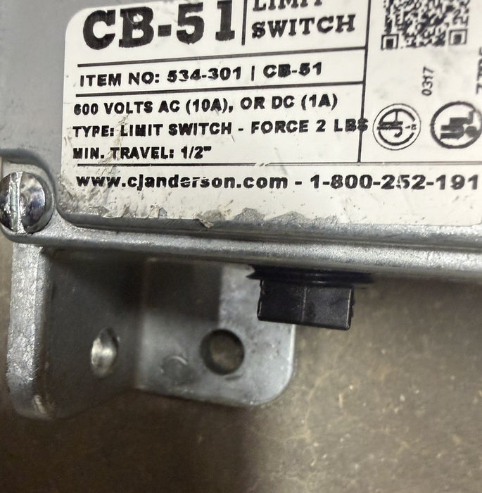 NEW CJ ANDERSON & CO CB-51 Elevator  Contact Limit Switch ROLLER ARM CAR SWITCH