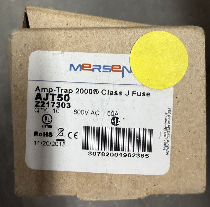 Ferraz Shawmut AJT50 Fuse 50A AJT 600V AC AMP-TRAP DUAL ELEMENT TIME DELAY