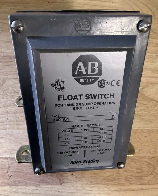 840-A4  ALLEN BRADLEY FLOAT SWITCH Sump Level Control