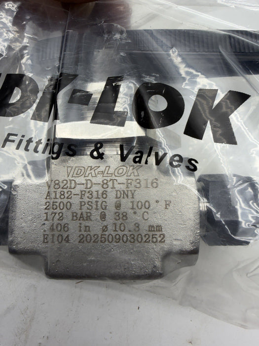 Dk-lok V82D-D-8T-F316 Manual Stainless Ball Valve 1/2in Npt