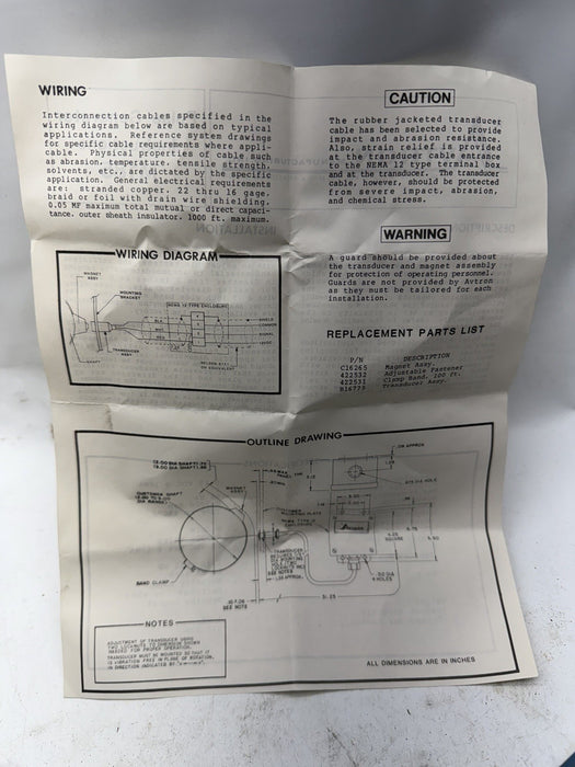 NOS AVTRON 12-15VDC 30MA PULSE TACHOMETER M185