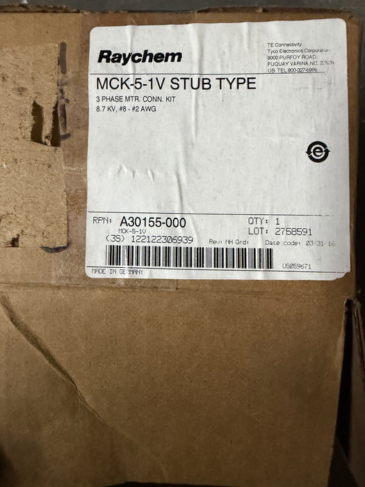 RAYCHEM 8.7KV 3 PHASE MOTOR CONNECTION KIT P/N: MCK-5-1V #8 - #2 STUB raycmck51v