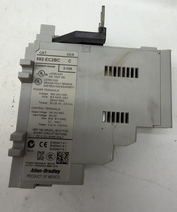 592-EC2BC  ALLEN BRADLEY E3 PLUS OVERLOAD RELAY 592EC2BC /C 3-15 Amp