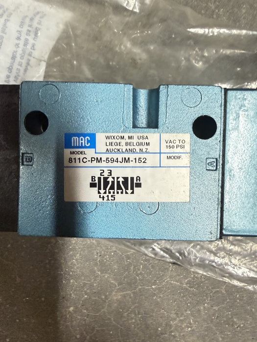New MAC Valves 811C-PM-594JM-152 Solenoid Valve 110/120V Coil W/ MANUAL OPERATOR