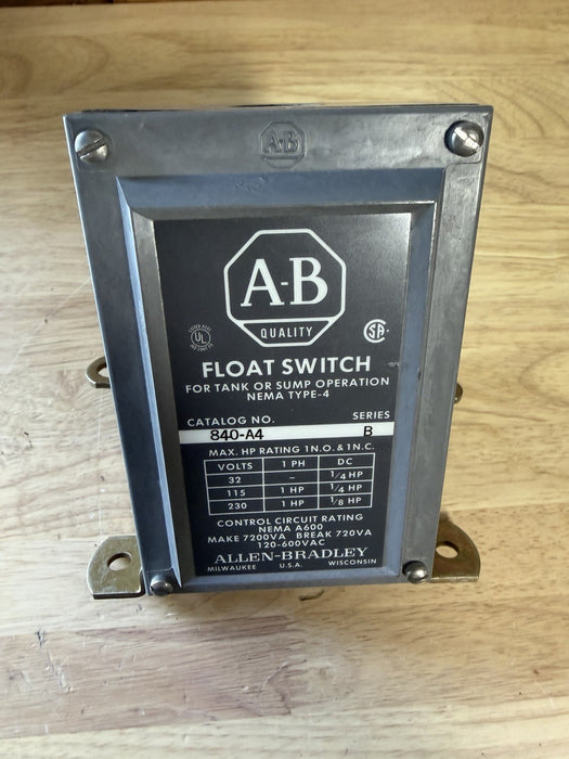 840-A4  ALLEN BRADLEY FLOAT SWITCH Sump pump Level Control Switch