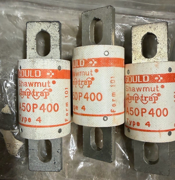 AMP TRAP Shawmut A50P400 Fuse SEMICONDUCTOR FORM 101 400 AMP 500V GOULD A50P400-