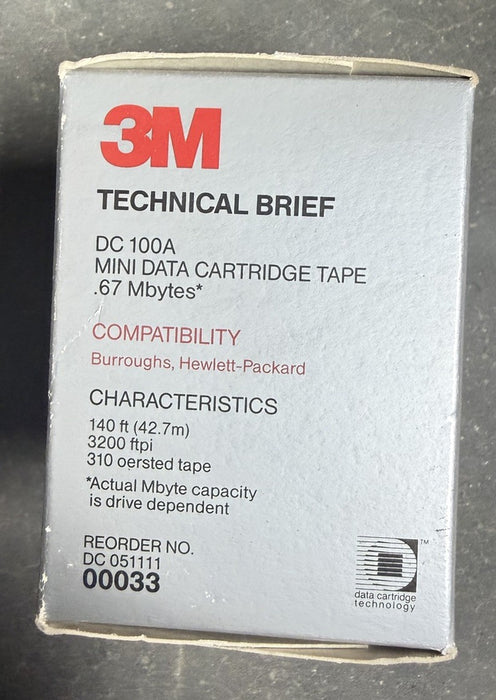 3M DC 100A Mini Data Cartridges New Box of 5 sealed Mint Condition Free Shipping