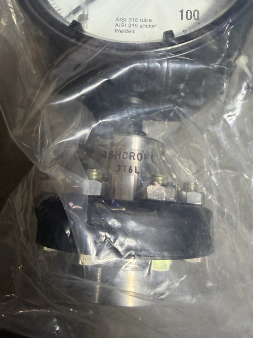 ASHCROFT 0-100PSI 4 1/2 FACE DURAGAUGE 1/2 PROCESS CONN 316L C1215 SNUBBER DIAP