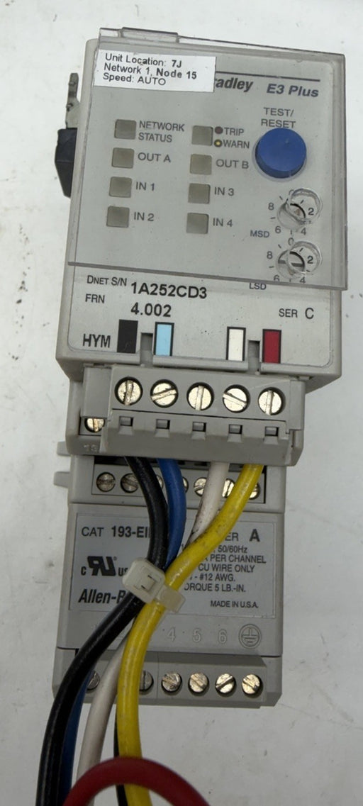 592-EC2BC  ALLEN BRADLEY E3 PLUS OVERLOAD RELAY 592EC2BC /C 3-15 Amp