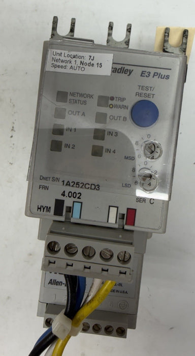 592-EC2BC  ALLEN BRADLEY E3 PLUS OVERLOAD RELAY 592EC2BC /C 3-15 Amp