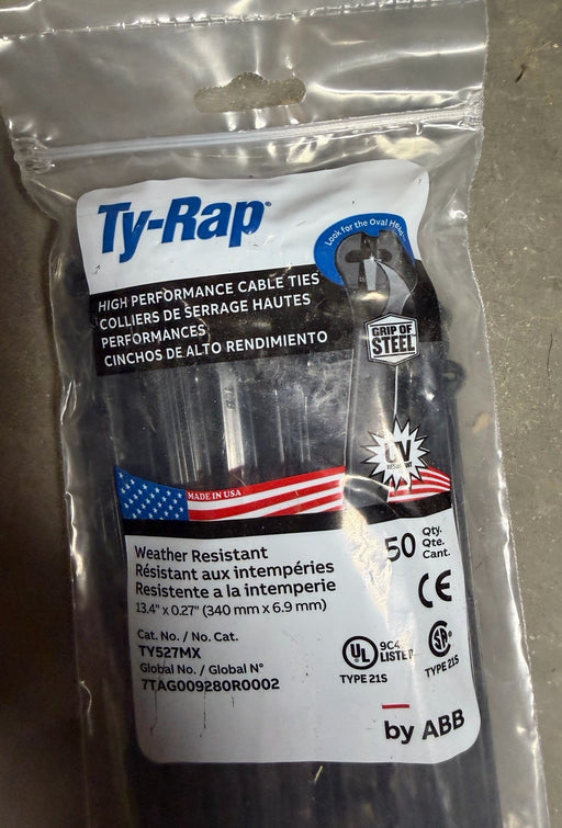 50 qty weather resistant black ty-rap 13.4