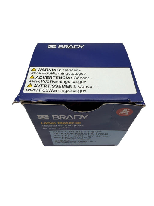 BRADY M6-250-1-342-WT Sleeve,1 in W,7/16 in H,Die-cut 803PA8 173643