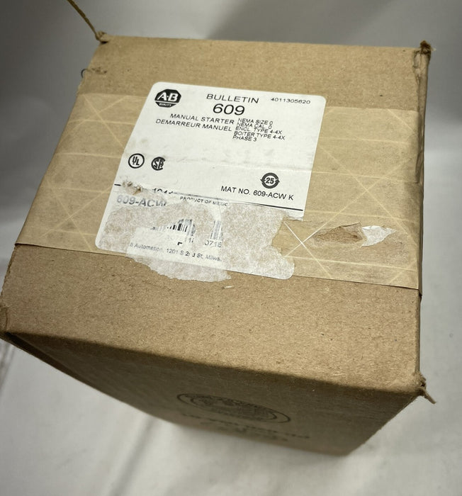 NEW  609-ACW SEALED ALLEN-BRADLEY 3 PHASE AC MANUAL STARTER SIZE 0 NEMA 609ACW