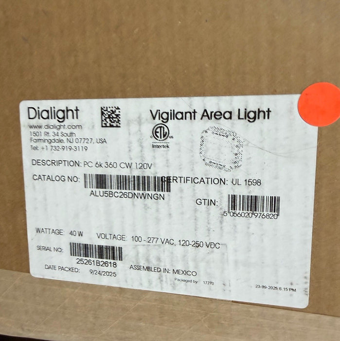 DIALIGHT Vigilant LED AREA LIGHT  ALU5BC26DNWNGN  40w  100-277vac  LAMP ALU5