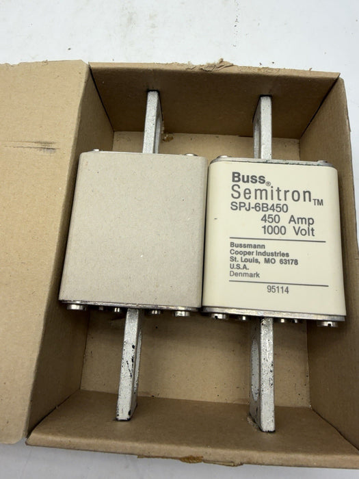 SET OF 2  BRAND NEW- Bussmann BUSS SEMITRON SPJ-6B450 450A 1000V Fuses