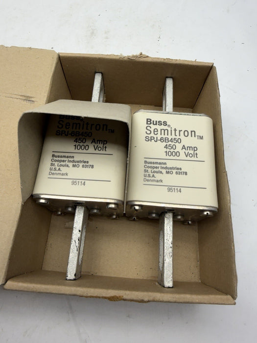 SET OF 2  BRAND NEW- Bussmann BUSS SEMITRON SPJ-6B450 450A 1000V Fuses