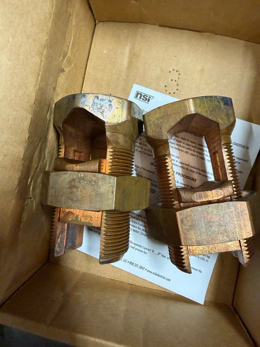 BOX OF 2 NSI N-1000 SPLIT BOLT CONNECTORS N-1000 COOPER 4/0-1000 STR CU
