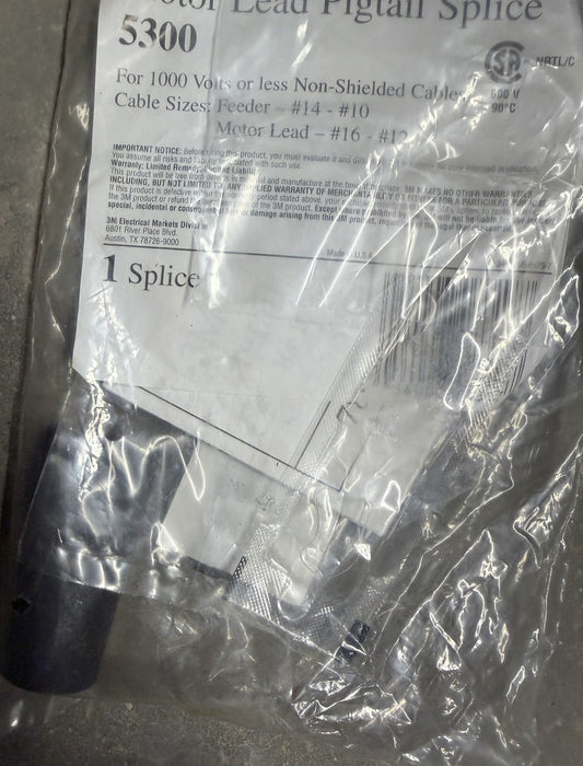 3M 5300 Motor Lead Pigtail Splice  Kit 1000 volt #14-#10 feeder or #16-#12 motor