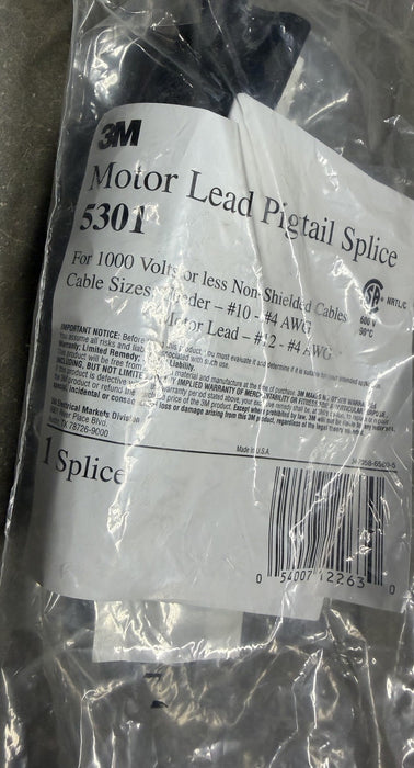 3M 5301 Motor Lead Pigtail Splice  Kit 1000 volt #10-#4 feeder or #12-#4 motor
