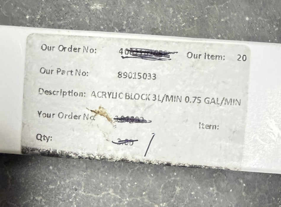 John Crane Safeunit 22400050 SEAL WATER BLOCK .75GAL/MIN 3L/MIN NIB