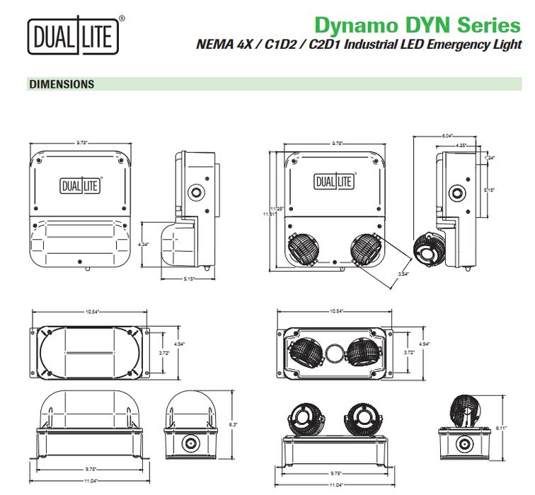 Dual-lite DYN6 Led Light Fixture 120/277 vac 6 WATT BY HUBBELL Emergency Light