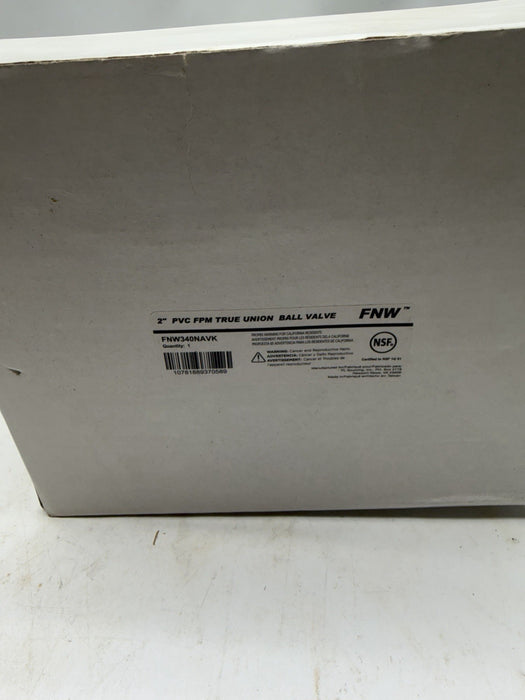 FNW FNW340NAVK 2" PVC True Union Ball Valve, 150 PSI @ 73F, EPDM, PTFE